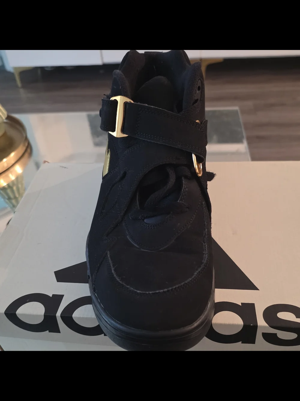 Nike Air Force Max Cb Mid-Top Sneaker Black/Gold Lace-Up Hook & Loop - Picture 9 of 11